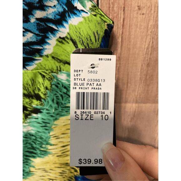 AGB dress size 10 NWT stretchy blue green zipper - Picture 4 of 9